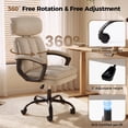 thumbnail image 5 of Patbrela Office Chair PU Leather Swivel Desk Chairs with 6-Position Adjustable Headrest, Khaki, 5 of 9