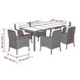 thumbnail image 5 of vidaXL 7 Piece Garden Dining Set with Cushions Grey Poly Rattan, 5 of 5