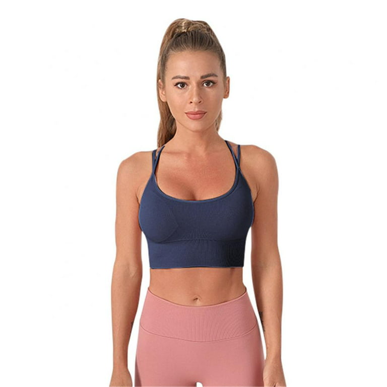 Strappy Sports Bra for Women Sexy Crisscross Seamless Padded Bra for Yoga  Running Athletic Gym Workout Bralette Fitness Push up Tank Tops