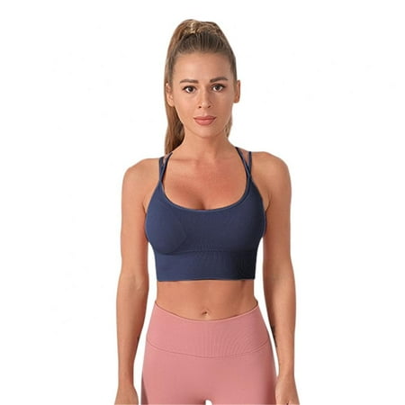 

Women s Strappy Sports Bras Fitness Workout Padded Yoga Bra Criss Cross Back