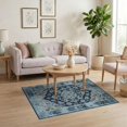thumbnail image 3 of ODIKA 4'x6' Washable Area Rug Pet Friendly, Non-Shedding Navy Center Throw Motif Distressed Tonal Background Border Solid for Bedroom, Reading Nook, 3 of 7
