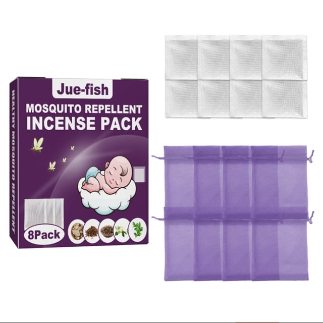 Jue-Fish Paquete de 8 paquetes de incienso repelente de mosquitos Fórmula botánica Prevención de mos JUE-FISH Morado