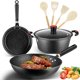 thumbnail image 1 of de Ollas y Sartenes Antiadherente Chef Set, 8 Piezas Sartén para Freír de Grandes, Utensilios de Cocina de Granito sin PFOA, Batería de Cocina para Todo Tipo de Estufas, 1 of 9