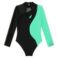 thumbnail image 4 of Alvivi Kids Girls Long Sleeve Mesh Splice Gymnastic Ballet Dance Leotard Bodysuit Sports Activewear Mint Green 14, 4 of 5