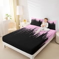 thumbnail image 4 of Homewish Neon Stripe Twin Sheet Sets,Modern Geometric Print Twin Fitted Sheet,Pink Black Flat Sheet For Girls Boys,Ultra Soft Home Decor,3pcs, 4 of 7