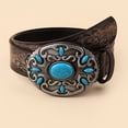 thumbnail image 6 of TIERPOP European and American Snap Belt Women Engraved Sapphire Belts Western Belts Jeans Pants Dresses Belts with Buckle, 6 of 9