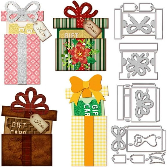 Box Gift Card Holder Cutting Dies for Card Making Gift Label Metal Die Cuts Cutting Dies Templates for Christmas Scrapbooking Journal Embossing Paper Craft Decor