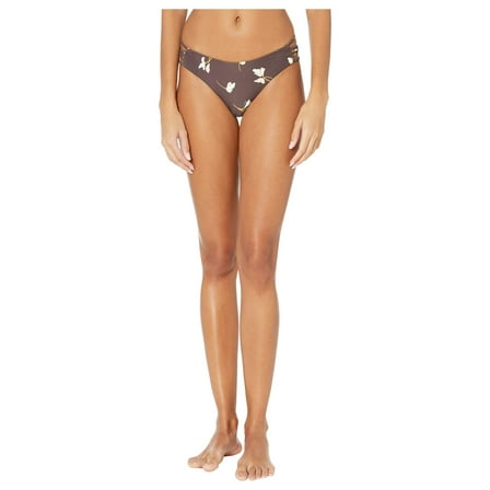 O'NEILL Women's Solid Skimpy Hipster Bikini Swimsuit Bottom (Brown/Mai Floral, XS)