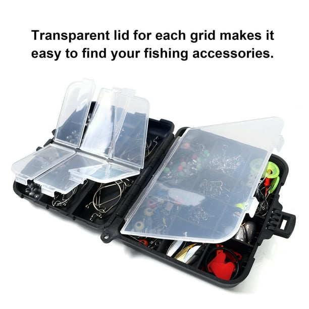 Jig 188pcs Kit de Accesorios de Pesca Con Caja de Aparejos de alicados Ganchos de la Plantilla Giratrizas Placas de Plumón Cuentas