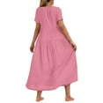 thumbnail image 4 of Sakmal Flowy Womens Dresses Spring A Line Long T Shirt Pink Dress Ruffle Dresses for Women, 4 of 6