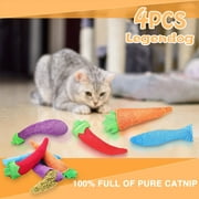 4PCS Cat Toy Carrot Eggplant Pepper Catnip Toy Cat Chew Toy Pet Biting Toy
