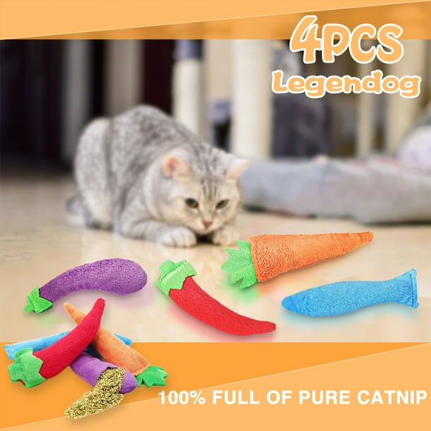 4PCS Cat Toy Carrot Eggplant Pepper Catnip Toy Cat Chew Toy Pet Biting