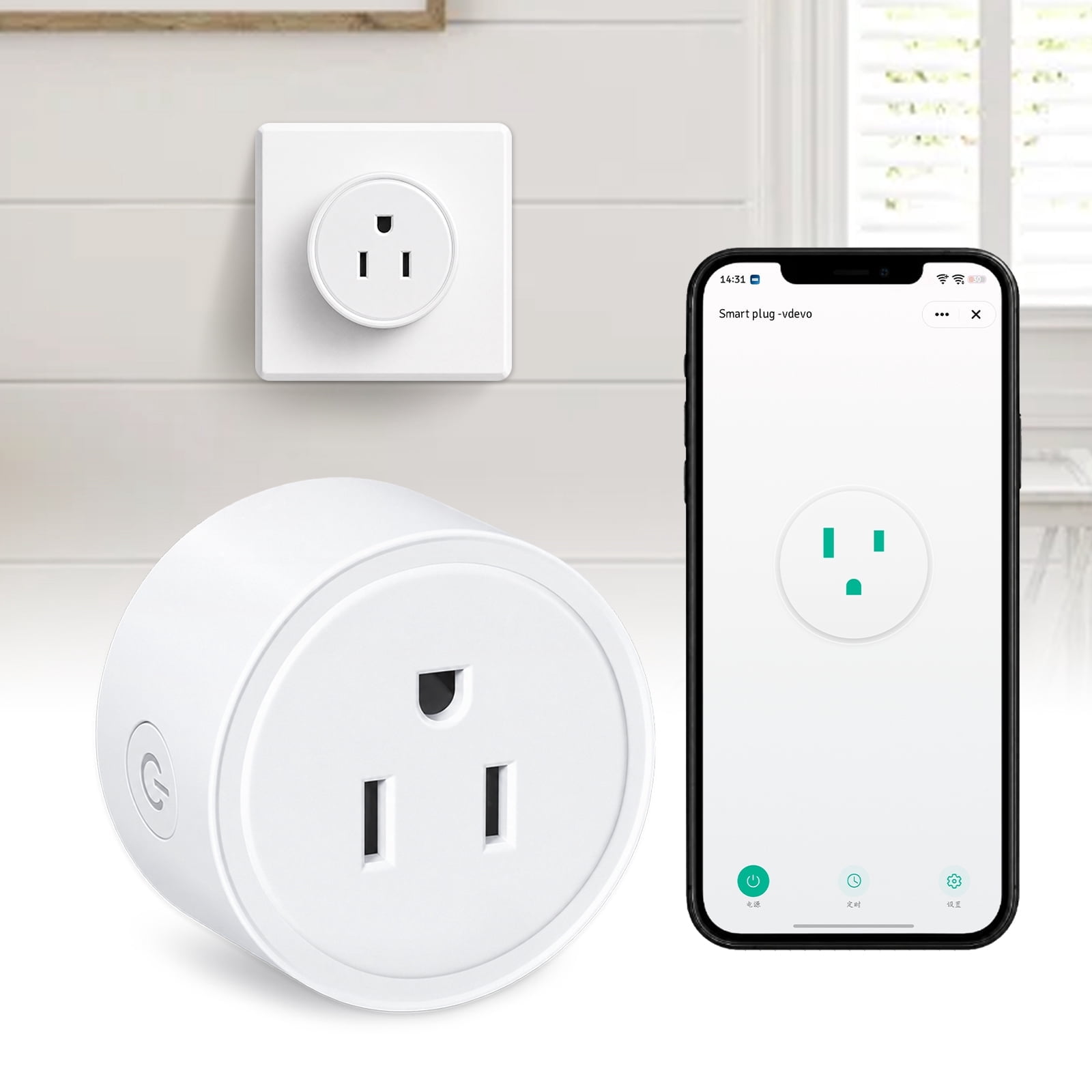 Oasskyo Smart Plug, WiFi Bluetooth Smart Outlet, Voice Control Mini Smart Socket Works with Alexa Google Home
