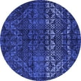thumbnail image 1 of Ahgly Company Machine Washable Indoor Round Abstract Blue Modern Area Rugs, 4' Round, 1 of 4