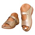 thumbnail image 1 of Slip On Wedge Sandals for Women Comfortable Open Toe Mules Adjustable Walking Platform Slides for Summer Travel Gold Size 7.5, 1 of 5