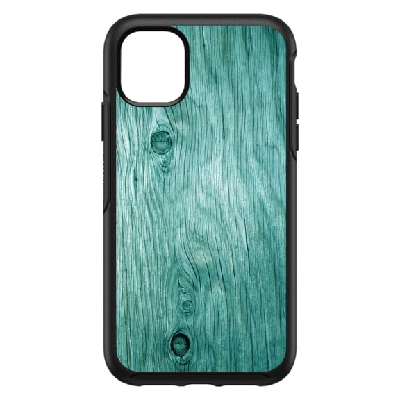 DistinctInk Custom SKIN / DECAL compatible with OtterBox Symmetry for iPhone 11 Pro (5.8" Screen) - Teal Weathered Wood Grain Print - Printed Wood Grain Image