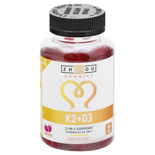 Zhou Vitamin K2 (MK7) with D3 Gummies Bone and Heart Health Formula