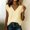 Yellow, variant on QUNYINEY Casual Tshirts Women Summer Striped Short Sleeve Tops with Slit Loose Fit V Neck Pullover Shirts