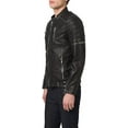 thumbnail image 2 of New Men's Genuine Lambskin Leather Jacket Black Belted Motorcycle Biker Jacket A047, 2 of 4