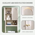 thumbnail image 3 of Aitjunz Over the Toilet Storage Cabinet, Modern Bathroom Organizer with 2 Fluted Doors, Adjustable Shelf and Open Storage Shelf, Freestanding Space Saver Cabinet for Small Bathroom, 3 of 7