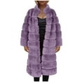 thumbnail image 2 of Lilgiuy Womens Ladies Warm Faux Furry Coat Jacket Winter Solid V-neck Outerwear Purple，14（XXXL） Winter Clothes for 2022, 2 of 5