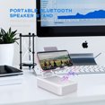 thumbnail image 5 of SOONHUA Cell Phone Stand with Wireless Bluetooth Speaker Compatible with Phone/Samsung/iPad Tablet, Anti-Slip Design Phone Stand with HD Surround Sound for Home, Office, Outdoor, White, 5 of 8