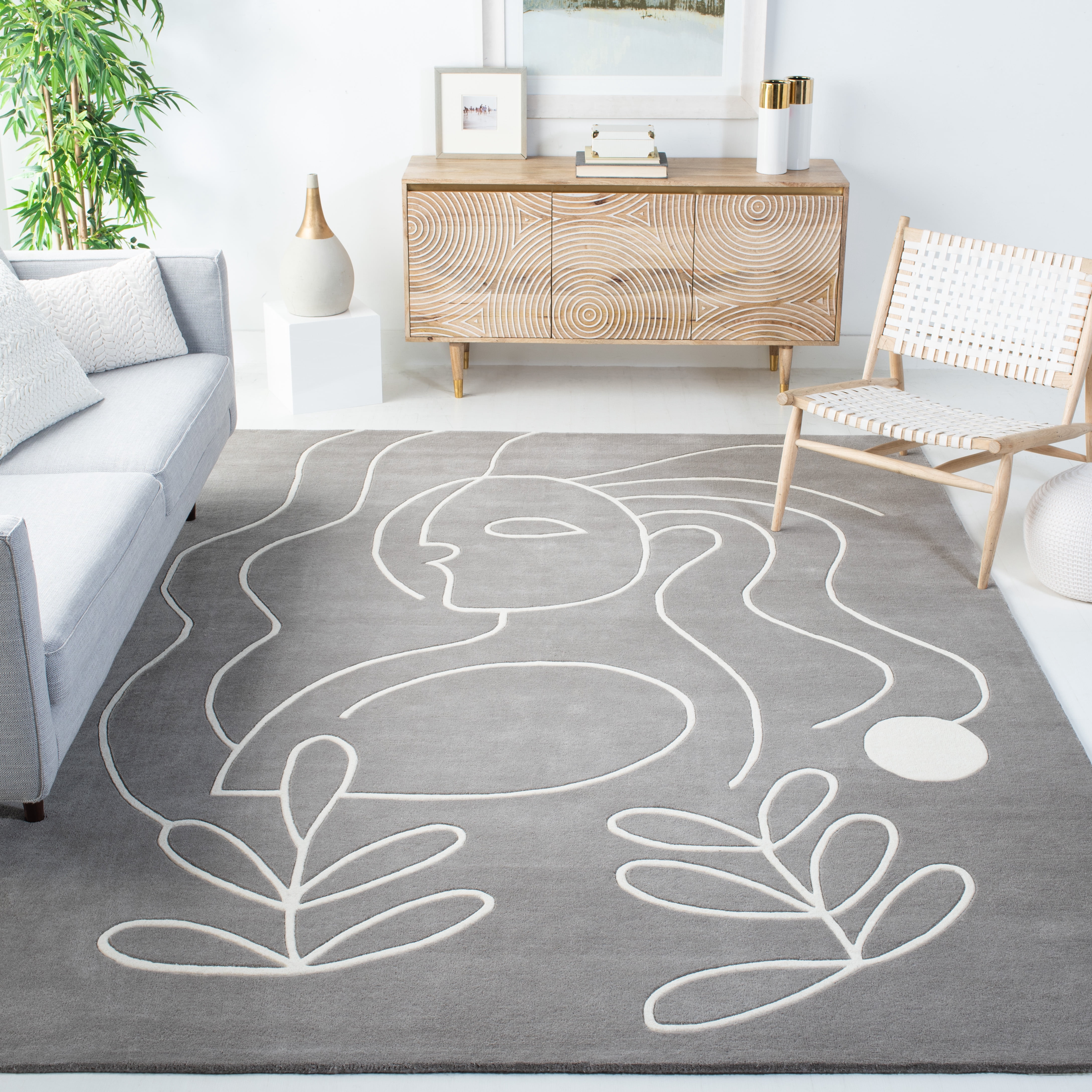 SAFAVIEH Fifth Avenue Dawson Abstract Area Rug, Grey/Ivory, 7' x 7' Square