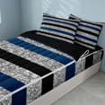 thumbnail image 2 of Homewish Blue Black Gray Striped Zipper Twin Comforter Sets with Fitted Sheet and 2 Pillowcases, Bling Printed Aesthetic Zipper Bedding Set, 2 of 7