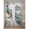 thumbnail image 5 of Peacock Sheer Curtains 2 Panels Set Retro Flowers Watercolor Attic Vintage Lihgt Filtering Rod Pocket Voile Drape, Semi Sheer Window Curtains for Bedroom Living Room, 52"x108", 5 of 5