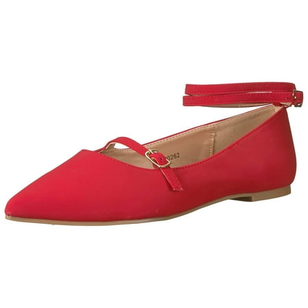 pink ballet flats with ankle strap