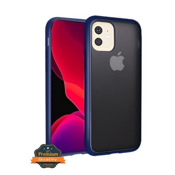 Apple iPhone 11 Phone Case Hybrid Rubber Silicone TPU Gel Protector Bumper Slim Shell Back Cover Heavy Duty Armor Shockproof [Semi-Transparent] Smoke Frosted BLUE Case for Apple iPhone 11 / 6.1"