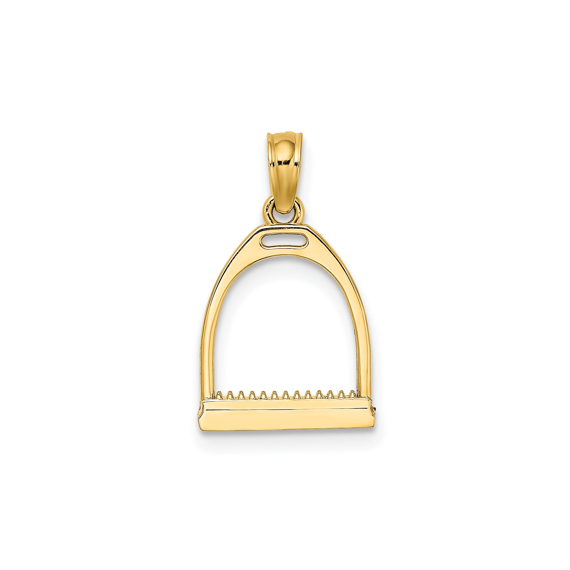 10k Yellow Gold Stirrup Pendant Necklace for Women, Equestrian Horseback Riding Jewelry, Western Country Style Symbol of Strength and Stability