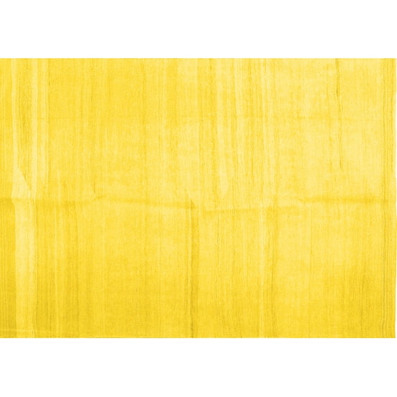 Ahgly Company Indoor Rectangle Solid Yellow Modern Area Rugs, 7' x 9'