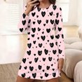 thumbnail image 2 of fheaev Chemises de Nuit pour Femmes Grande Taille Imprimé Saint-Valentin Coupe Ample Confortable Pyjama Manches Longues Col Rond Chemise de Nuit Courte, 2 of 6