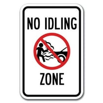 No Idling Zone Sign 12" x 18" Heavy Gauge Aluminum Signs