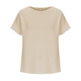 thumbnail image 4 of Tii.MM Hauts Habillés à Manches Courtes pour Femmes Col Rond Chemise Texturée Mignonne Hauts d'Été 2025 T-Shirts de Travail Basiques Blouses Amples, 4 of 5