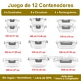 thumbnail image 2 of MAGMALIFE Juego de 24 Piezas, 12 Contenedores de Vidrio Y 12 Tapas, Herméticos, Tapas de Cierre Fácil, Refractarios Resistentes Aptos para Horno, Microondas, Refrigerador, apilables (Gris), 2 of 8