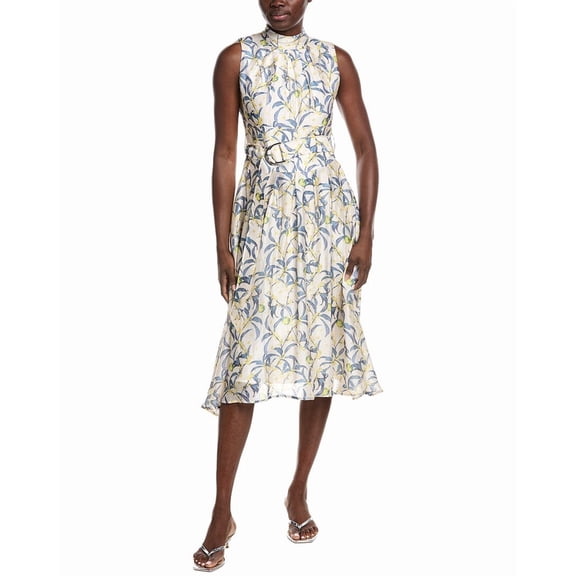 Gracia womens Printed Sleeveless Waist Band Dress, s, Blue