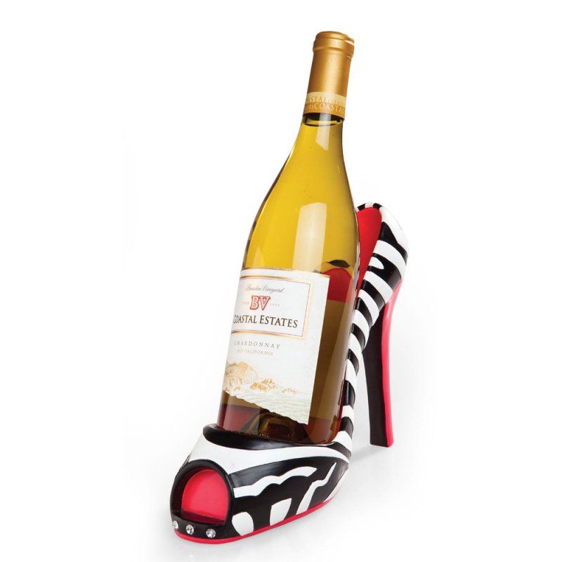 Cypress Home Zebra High Heel Tabletop Wine Bottle Holder