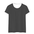 thumbnail image 4 of Delayuji Women's Spring Round Neck Color Blocked Loose Casual Short Sleeve T Shirt Gray S Polyester,Spandex Short Sleeve Shirts for Women, 4 of 4