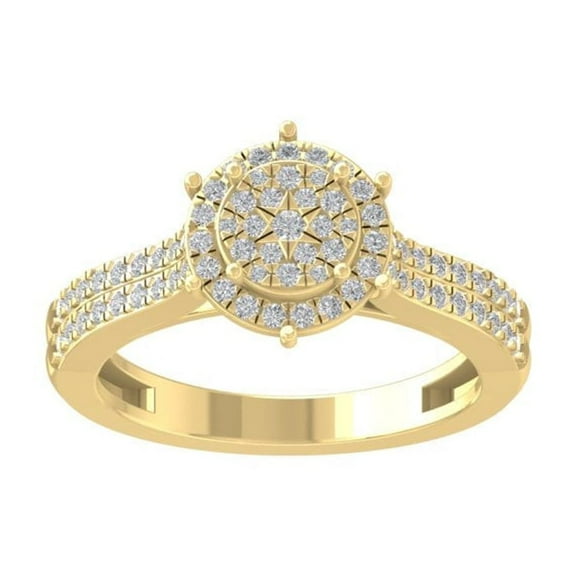 ARAIYA FINE JEWELRY 14K Yellow Gold Diamond Composite Cluster Ring (1/2 cttw, I-J Color, I2-I3 Clarity) Size 5