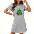 thumbnail image 1 of Camisón corto navideño para mujer, talla grande, cuello redondo, manga corta, estampado en el pecho, vestido de noche para mujer, 1 of 3
