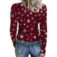 thumbnail image 4 of Christmas Graphic T-Shirt for Women Long Sleeve - Soft Slim Fit Crewneck Top, Cute Holiday Print Casual Tee, 4 of 7