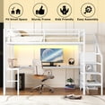 thumbnail image 5 of Loft Bed with Stairs and Wardrobe, Full Size Metal Loft Beds Frame with L-Shape Desk and LED Lights, Loft Bed Full with USB Charging Station, Gaming Loft Bed No Box Spring Needed-White, 5 of 10