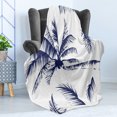 thumbnail image 4 of Psychedelic Soft Flannel Fleece Blanket, Silhouette of Coconut Palm Tree with Psychedelic Details Dreamy Nature Theme Design, Cozy Plush for Indoor and Outdoor Use, 50" x 60", Indigo, by Ambesonne, 4 of 5