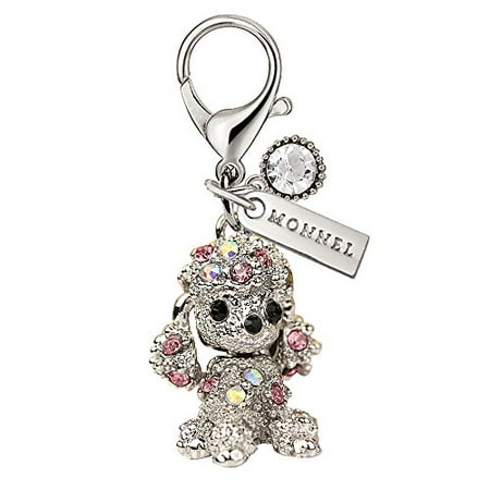 

MC39 Crystal 3D Poodle Dog Lobster Clasp Charm Pendant with Pouch Bag (Pink 1 piece)