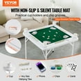 thumbnail image 2 of VEVOR Mahjong Table, 4 Player Folding Domino Table with Wear-Resistant Green Tabletop, Portable Square Card Table with 4 Cup Holders & 4 Chip Trays for Mahjong Poker Puzzles, 35.4 x 35.4-inch, 2 of 9