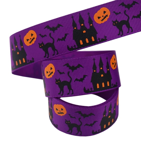 1 Roll Clearance Under $5 Halloween Ribbon Halloween Ribbon Cloth For Party Supply Table Decorating With Themed Ribbons Bat-Themed Decorative Ribbon (H)