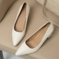 thumbnail image 6 of HSMQHJWE Pointed Toe Block Heel Pumps High Heels for Women Cute Slip On Office Party Dress Bridesmaid Bride Wedding Shoes White,8.5), 6 of 9