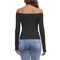 thumbnail image 3 of DuoJiaJ Womens Long Sleeve Off The Shoulder Tops Basic Y2K Fall Fashion Clothes Black L, 3 of 5